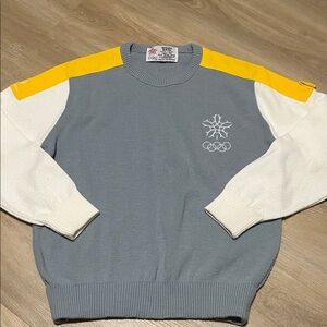 Vintage Calgary The Bright Sun Olympic Gray and Yellow Sweater